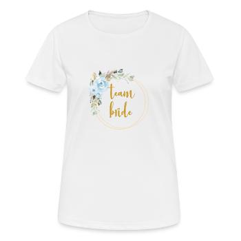Team Bride! Eukalyptus Blauer Rosen Boho Kranz - Frauen T-Shirt atmungsaktiv - Weiß - Vorne - AI Model Female 172 dark (172cm)