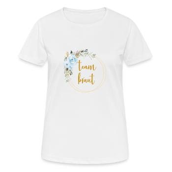 Team Braut! Eukalyptus Blauer Rosen Boho Kranz - Frauen T-Shirt atmungsaktiv - Weiß - Vorne - AI Model Female 172 dark (172cm)
