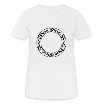 Music notes violin clef frame YOUR TEXT - Frauen T-Shirt atmungsaktiv - Weiß - Vorne - AI Model Female 172 dark (172cm)