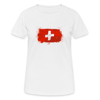 Swiss Flag - Frauen T-Shirt atmungsaktiv - Weiß - Vorne - AI Model Female 172 dark (172cm)