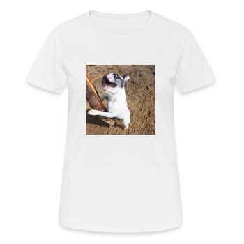 Französische Bulldoge mit Stock - Frauen T-Shirt atmungsaktiv - Weiß - Vorne - AI Model Female 172 dark (172cm)