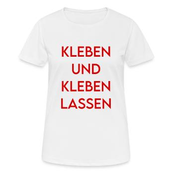 Kleben und kleben lassen - Frauen T-Shirt atmungsaktiv - Weiß - Vorne - AI Model Female 172 dark (172cm)