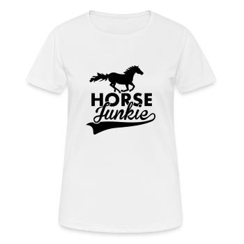 Horse Junkie - Frauen T-Shirt atmungsaktiv - Weiß - Vorne - AI Model Female 172 dark (172cm)