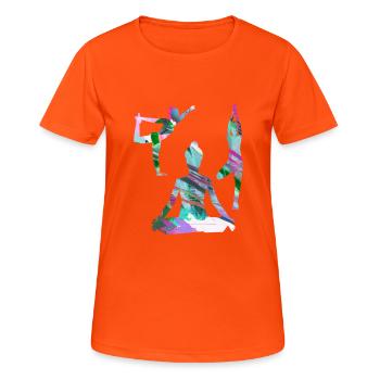 Yoga, Woman, Exercises, Gymnastics, Yoga Sitting - Women's Breathable T-Shirt - neon orange - Front - AI Model Female 172 dark (172cm)