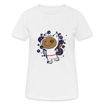 astro cat funny gift idea - Women's Breathable T-Shirt - white - Front - AI Model Female 172 dark (172cm)