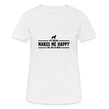 KELPIE me rend heureux - T-shirt respirant Femme - blanc - Devant - AI Model Female 172 dark (172cm)