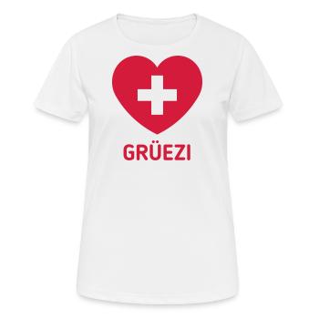 Grüezi (Suisse / Cœur / Croix Suisse / 1C) - T-shirt respirant Femme - blanc - Devant - AI Model Female 172 dark (172cm)