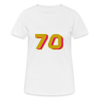 70. 70 ANS. 70e ANNIVERSAIRE. ANNIVERSAIRE 70 ANS. - T-shirt respirant Femme - blanc - Devant - AI Model Female 172 dark (172cm)