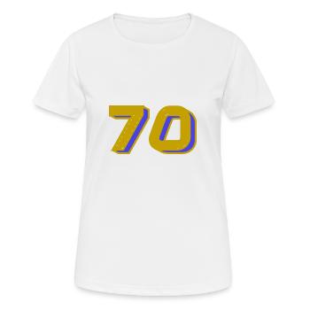 70. 70 ANS. 70e ANNIVERSAIRE. ANNIVERSAIRE 70 ANS. - T-shirt respirant Femme - blanc - Devant - AI Model Female 172 dark (172cm)