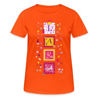 Nom de Lara - T-shirt respirant Femme - orange néon - Devant - AI Model Female 172 dark (172cm)