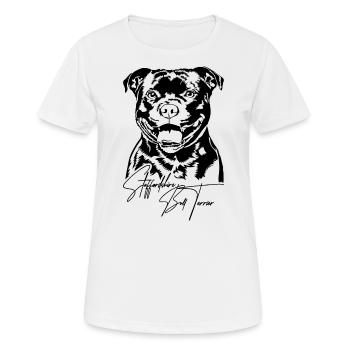Staffordshire Bull Terrier Portrait Chiens Wilsigns - T-shirt respirant Femme - blanc - Devant - AI Model Female 172 dark (172cm)