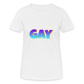Schwul - Frauen T-Shirt atmungsaktiv - Weiß - Vorne - AI Model Female 172 dark (172cm)