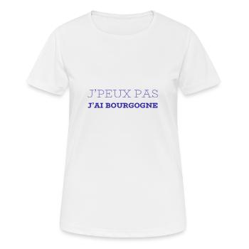 J'peux pas j'ai Bourgogne (bleu) - T-shirt respirant Femme - blanc - Devant - AI Model Female 172 dark (172cm)