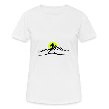 Running Woman, Runner & Mountains & Sun - Women's Breathable T-Shirt - white - Front - AI Model Female 172 dark (172cm)