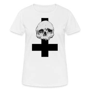 Skull croix inversée - T-shirt respirant Femme - blanc - Devant - AI Model Female 172 dark (172cm)