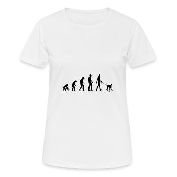 Hundehalter Hund Evolution - Frauen T-Shirt atmungsaktiv - Weiß - Vorne - AI Model Female 172 dark (172cm)