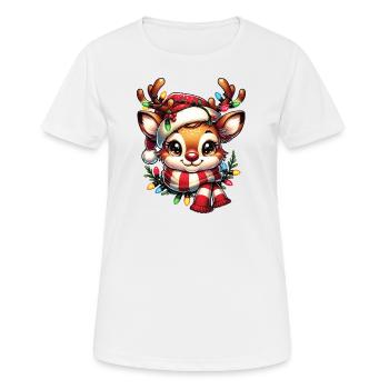 Festival of Lights with the Christmas Reindeer" - Women's Breathable T-Shirt - white - Front - AI Model Female 172 dark (172cm)