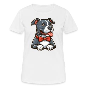 Pitbull portant un noeud papillon - T-shirt respirant Femme - blanc - Devant - AI Model Female 172 dark (172cm)