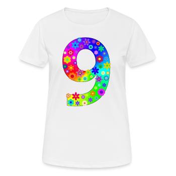 Blumen Zahl 9 - Frauen T-Shirt atmungsaktiv - Weiß - Vorne - AI Model Female 172 dark (172cm)
