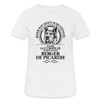 BERGER DE PICARDIE Schutzengel Hundespruch Hunde - Frauen T-Shirt atmungsaktiv - Weiß - Vorne - AI Model Female 172 dark (172cm)