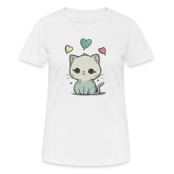 mignon petit chat Doodle - T-shirt respirant Femme - blanc - Devant - AI Model Female 172 dark (172cm)