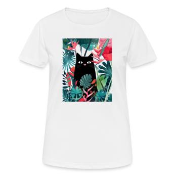 Cat flowers and plants drawing in the jungle - Women's Breathable T-Shirt - white - Front - AI Model Female 172 dark (172cm)
