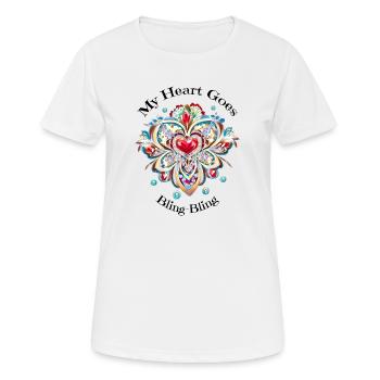 Mon cœur devient bling-bling II - T-shirt respirant Femme - blanc - Devant - AI Model Female 172 dark (172cm)