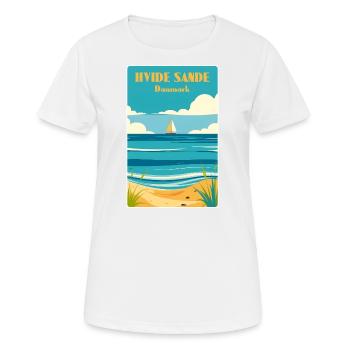 Hvide Sande Dänemark - Frauen T-Shirt atmungsaktiv - Weiß - Vorne - AI Model Female 172 dark (172cm)