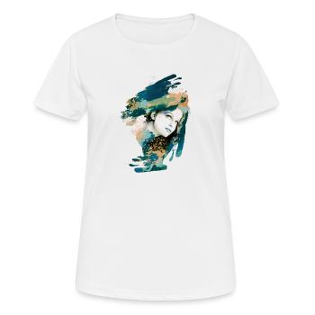Modèle, femme, graffiti, peinture, vert, bleu - T-shirt respirant Femme - blanc - Devant - AI Model Female 172 dark (172cm)