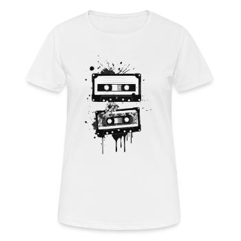 KÜNSTLERISCHE KASSETTEN : VINTAGE-MUSIK UND KUNST - Frauen T-Shirt atmungsaktiv - Weiß - Vorne - AI Model Female 172 dark (172cm)
