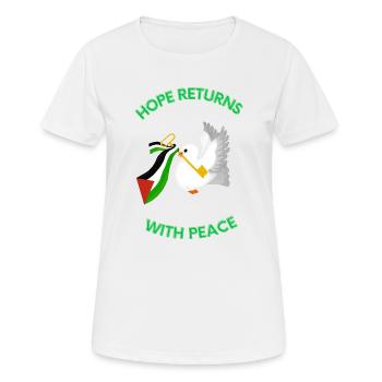 Hope Returns with Peace - Palestine Design - Women's Breathable T-Shirt - white - Front - AI Model Female 172 dark (172cm)