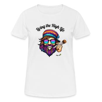 Living The High Life - Kiffer Chillbert - High Art - Frauen T-Shirt atmungsaktiv - Weiß - Vorne - AI Model Female 172 dark (172cm)