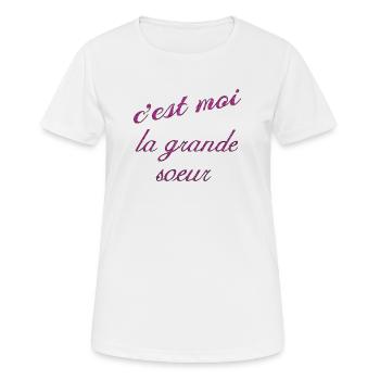 Tee-shirt grande soeur - T-shirt respirant Femme - blanc - Devant - AI Model Female 172 dark (172cm)