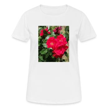 roses rouge avec ses feuilles - T-shirt respirant Femme - blanc - Devant - AI Model Female 172 dark (172cm)
