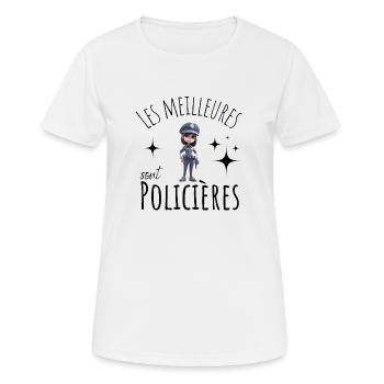 Style Policier: Les meilleures sont policières. - T-shirt respirant Femme - blanc - Devant - AI Model Female 172 dark (172cm)
