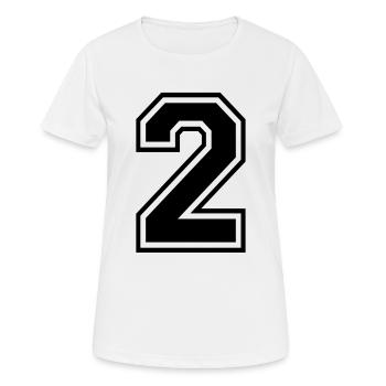 Nummer 2 - Frauen T-Shirt atmungsaktiv - Weiß - Vorne - AI Model Female 172 dark (172cm)