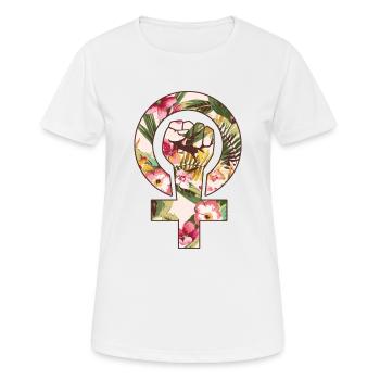 Femisten fleurs de poing - féministe - femmes - T-shirt respirant Femme - blanc - Devant - AI Model Female 172 dark (172cm)