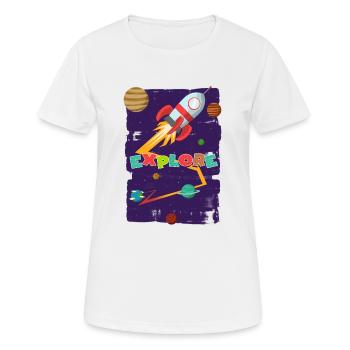 Let's go explore - Frauen T-Shirt atmungsaktiv - Weiß - Vorne - AI Model Female 172 dark (172cm)