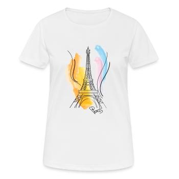 Eiffelturm Zeichnung - Frauen T-Shirt atmungsaktiv - Weiß - Vorne - AI Model Female 172 dark (172cm)
