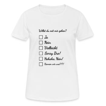 Willst du mit mir gehen? - Frauen T-Shirt atmungsaktiv - Weiß - Vorne - AI Model Female 172 dark (172cm)