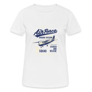Air Force Luftwaffe Flugzeug Squad Mannschaft - Frauen T-Shirt atmungsaktiv - Weiß - Vorne - AI Model Female 172 dark (172cm)