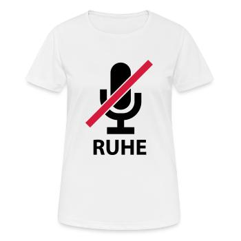 Ruhe - Mute - Silence - Ton aus - Frauen T-Shirt atmungsaktiv - Weiß - Vorne - AI Model Female 172 dark (172cm)