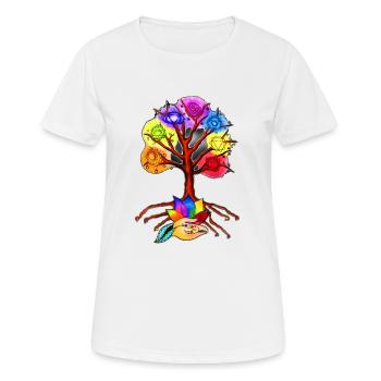 Chakra - Frauen T-Shirt atmungsaktiv - Weiß - Vorne - AI Model Female 172 dark (172cm)