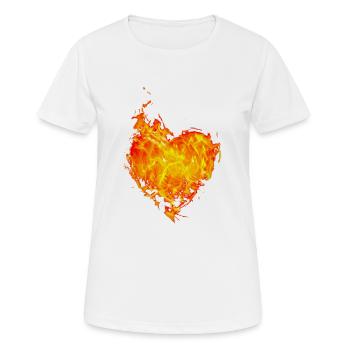 Flaming heart - Women's Breathable T-Shirt - white - Front - AI Model Female 172 dark (172cm)