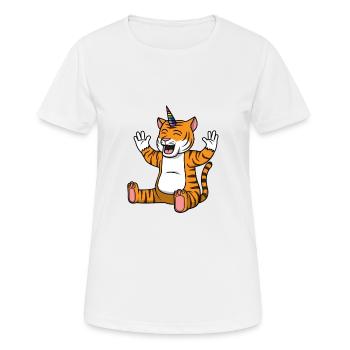 Tigre Licorne - T-shirt respirant Femme - blanc - Devant - AI Model Female 172 dark (172cm)