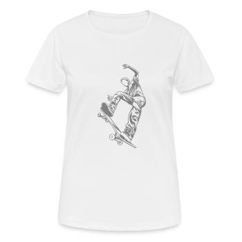 Skateboarder mit Skateboard - Frauen T-Shirt atmungsaktiv - Weiß - Vorne - AI Model Female 172 dark (172cm)