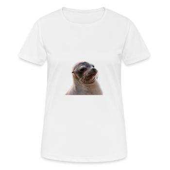 Phoque, otarie - T-shirt respirant Femme - blanc - Devant - AI Model Female 172 dark (172cm)