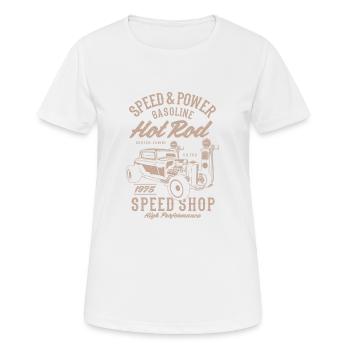 Speed & Power Hotrod Gasoline Speed Shop - Frauen T-Shirt atmungsaktiv - Weiß - Vorne - AI Model Female 172 dark (172cm)