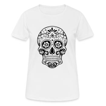 Tête de mort - T-shirt respirant Femme - blanc - Devant - AI Model Female 172 dark (172cm)