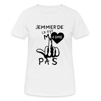 emmerde aime pas fuck doigt insulte coeur - T-shirt respirant Femme - blanc - Devant - AI Model Female 172 dark (172cm)